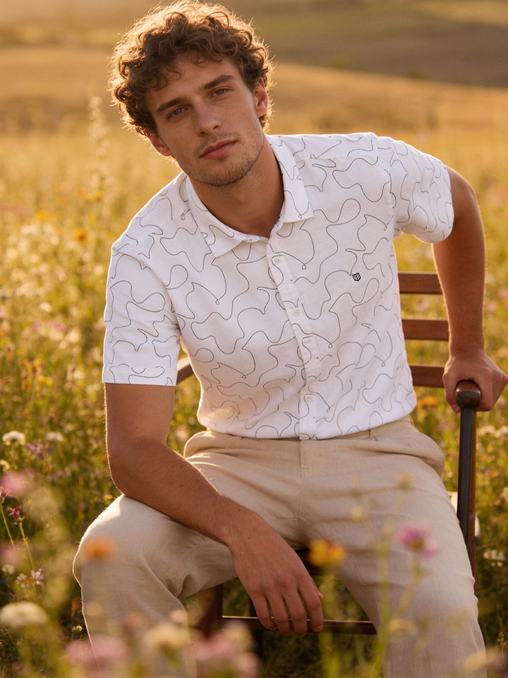 black and white printed shirt