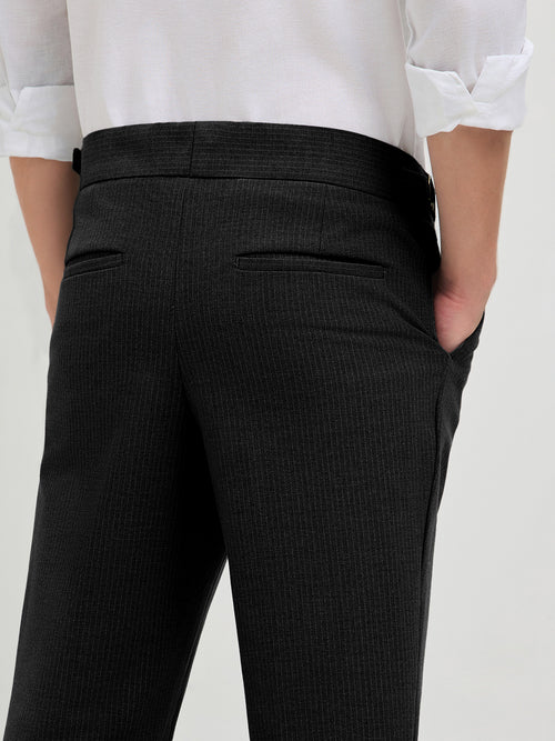 Black Solid Casual Gurkha Pants