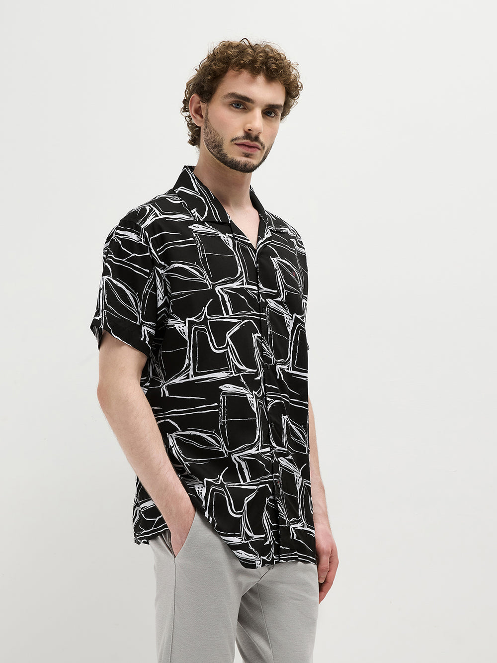 black casual shirt men