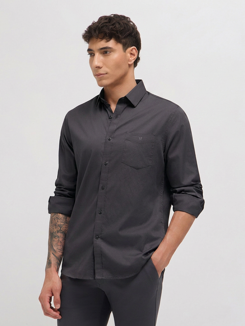 Black Solid Casual Shirt