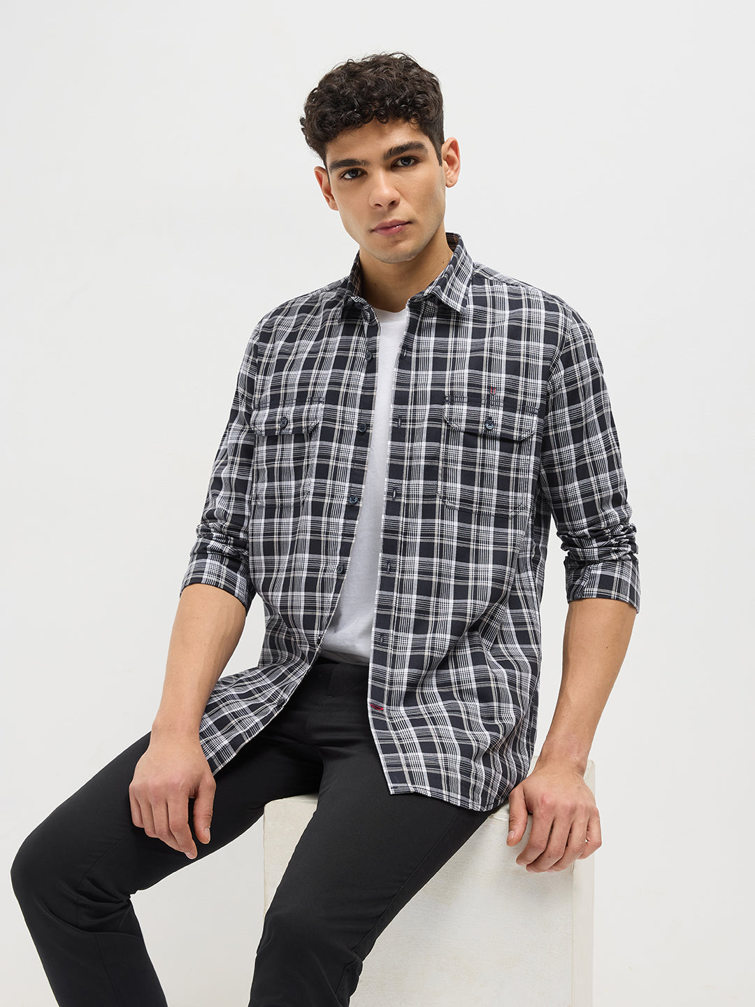 black checked casual shirts