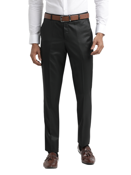 Black Micro Dobby Solid Trousers