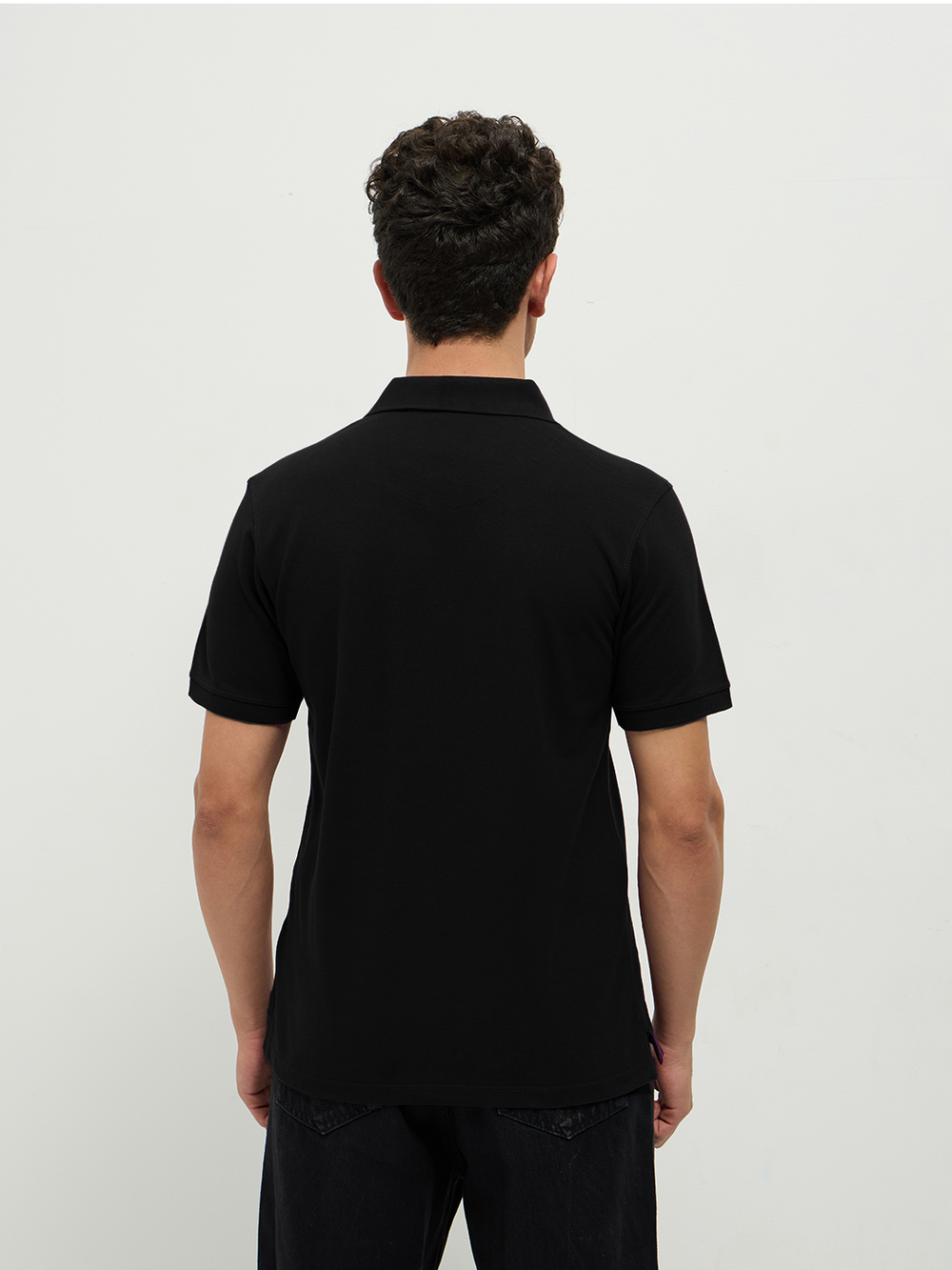black polo neck t shirt
