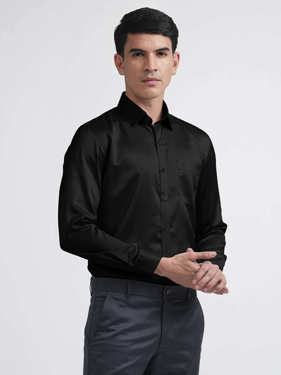 black satin shirt mens