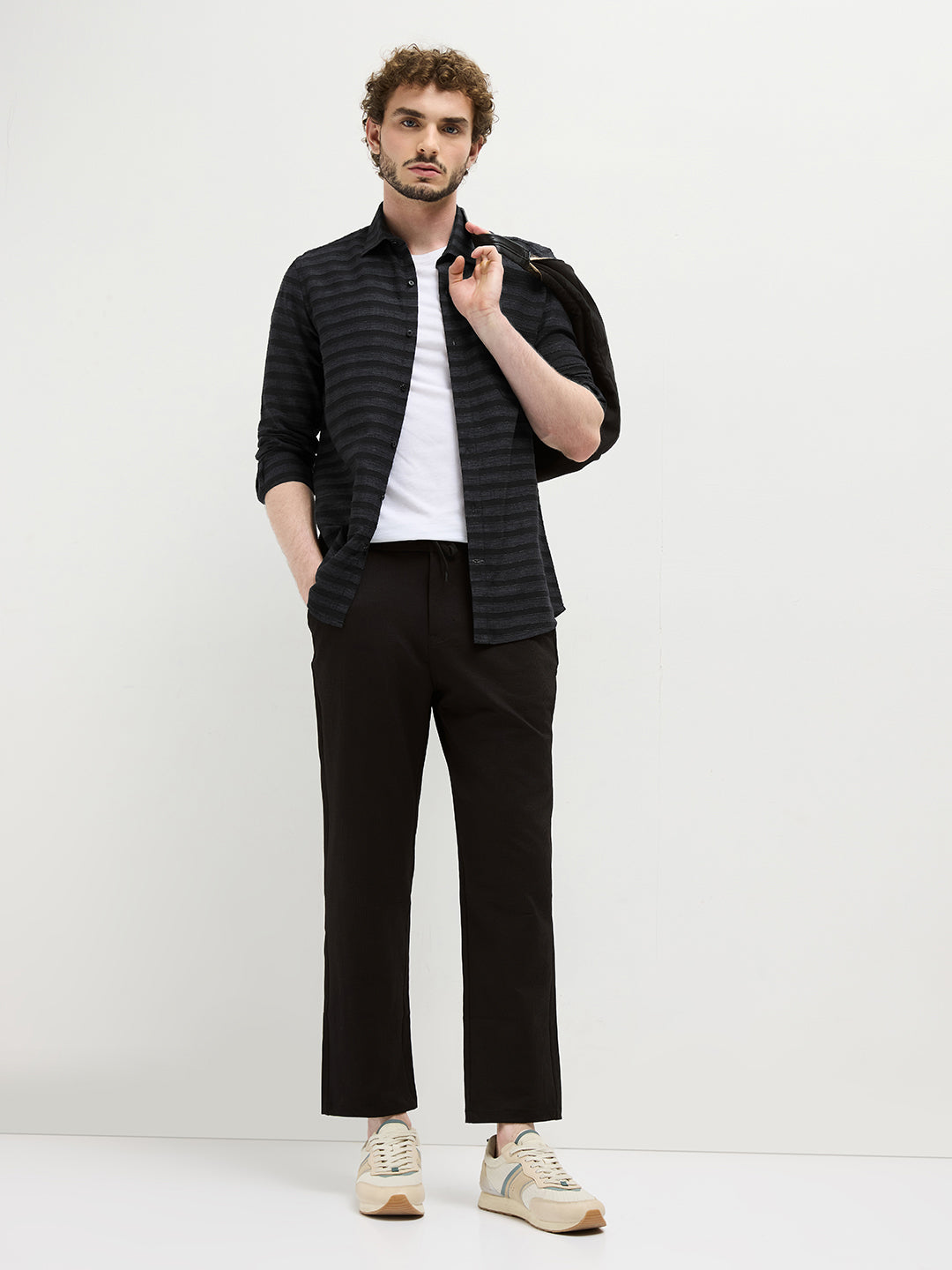 black striped shirt