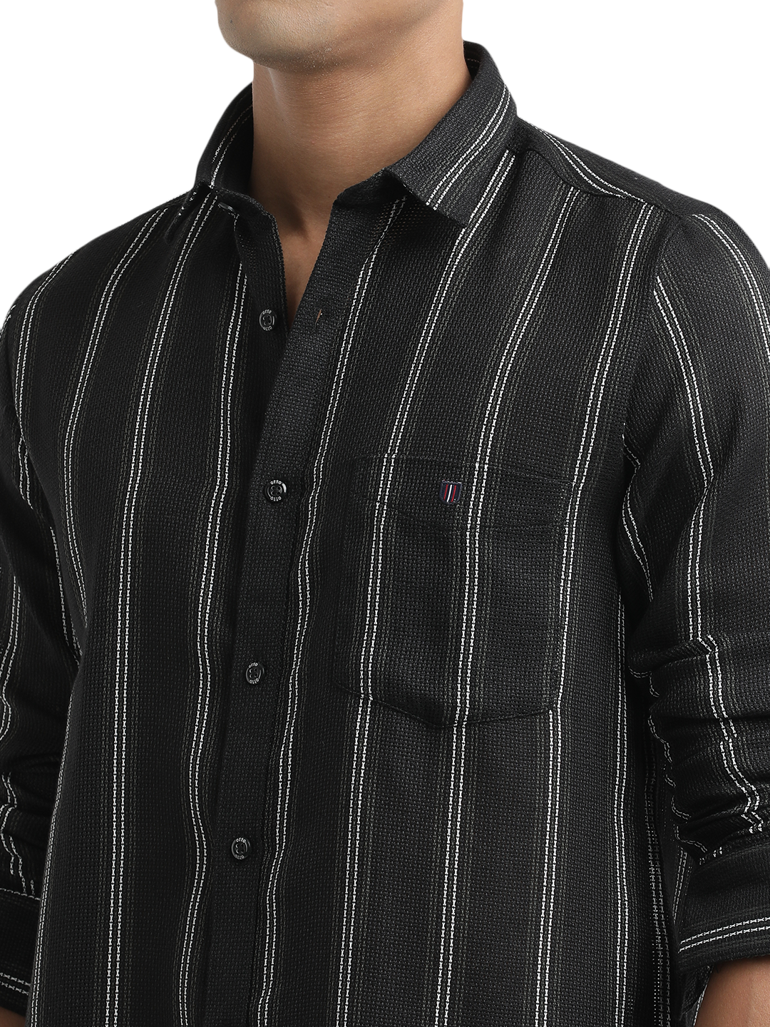 black striped shirt