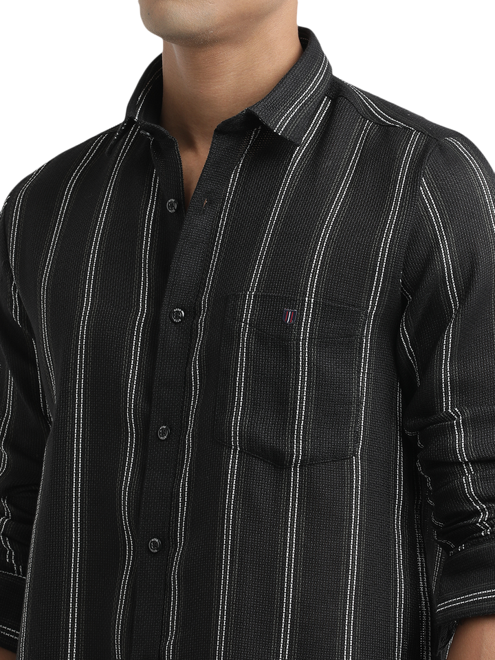 black striped shirt