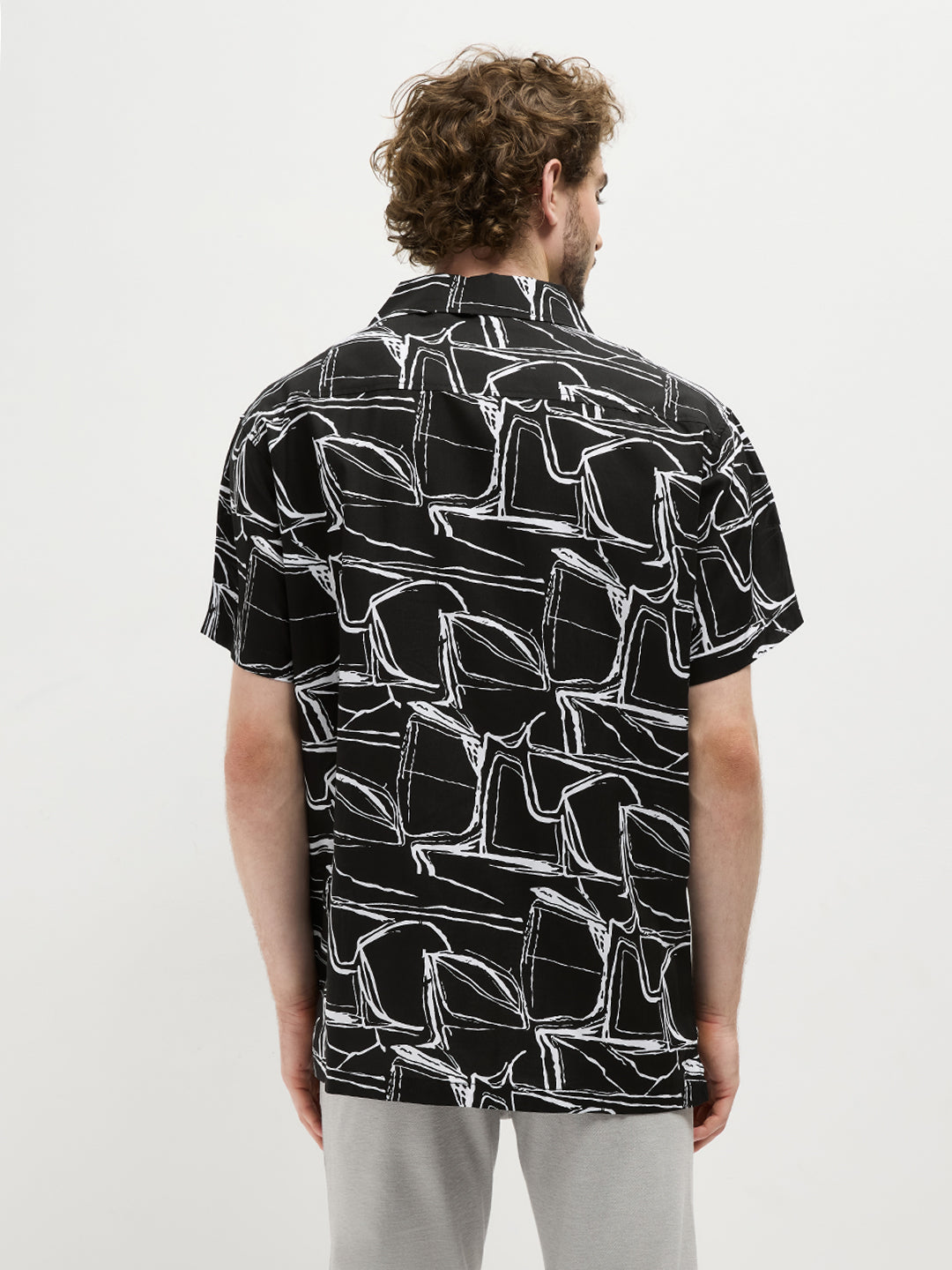 Black Abstract Printed Casual Shirt