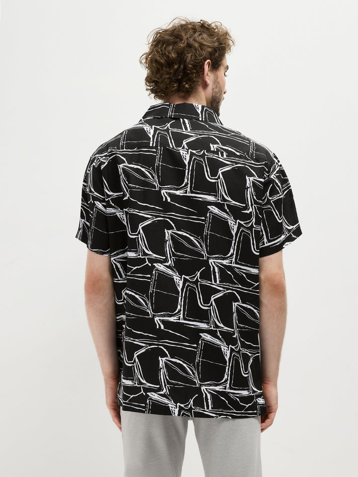 Black Abstract Printed Casual Shirt