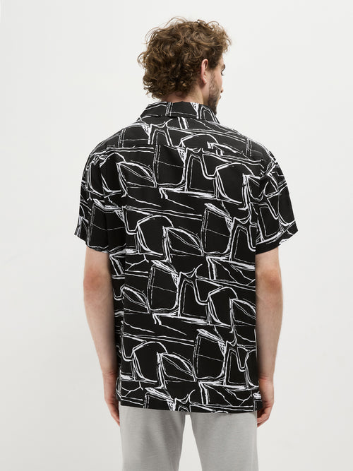Black Abstract Printed Casual Shirt