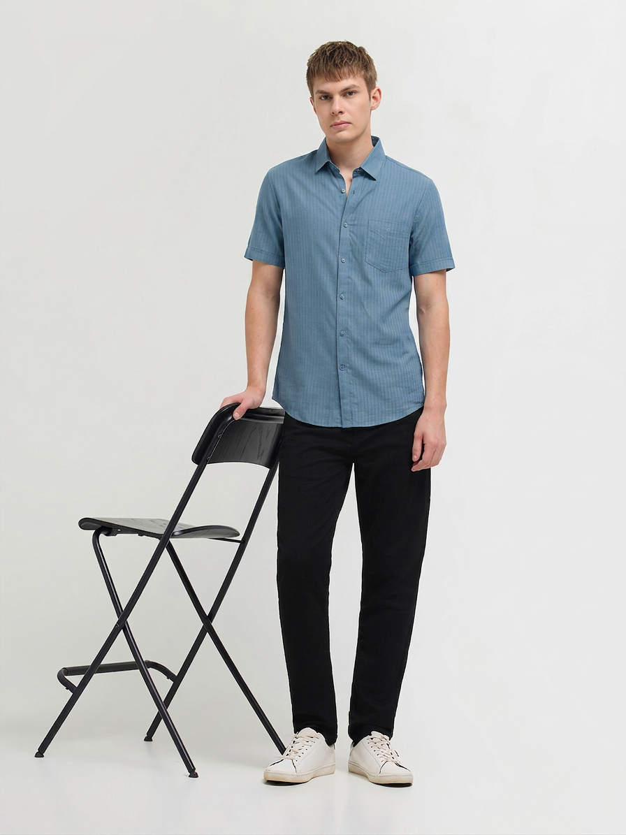 blue casual shirt