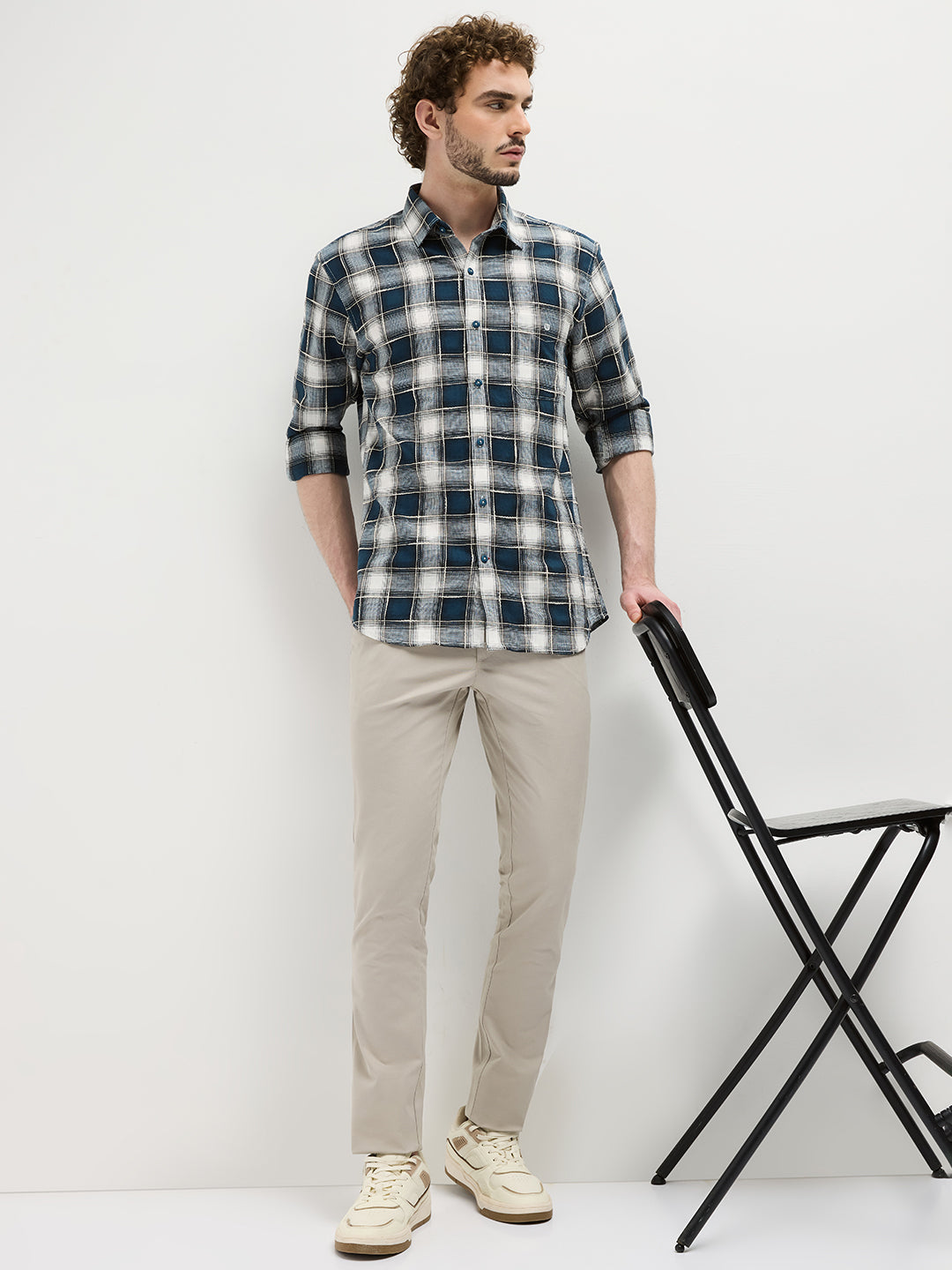 blue check shirt mens