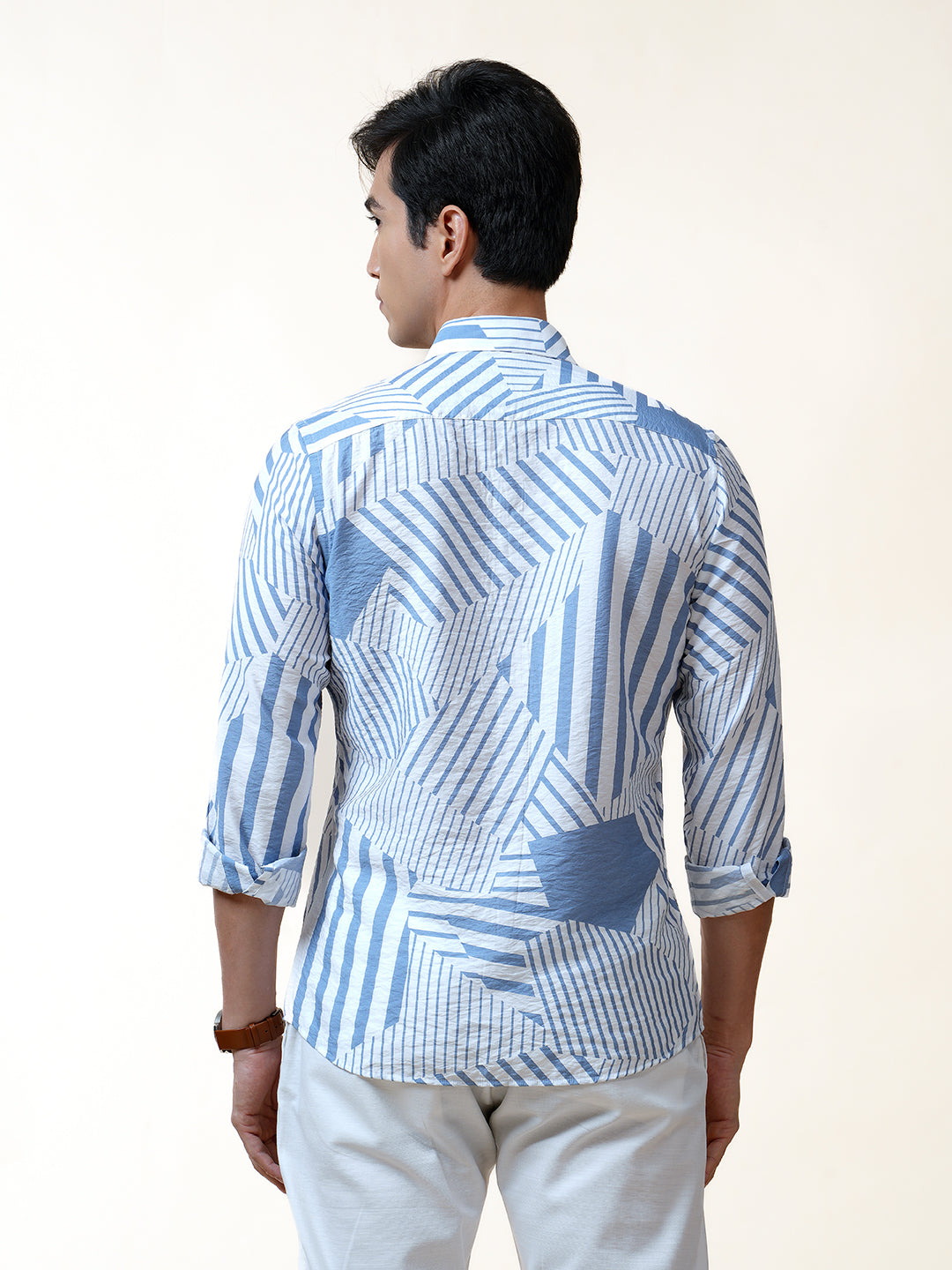 blue printed shirt for men