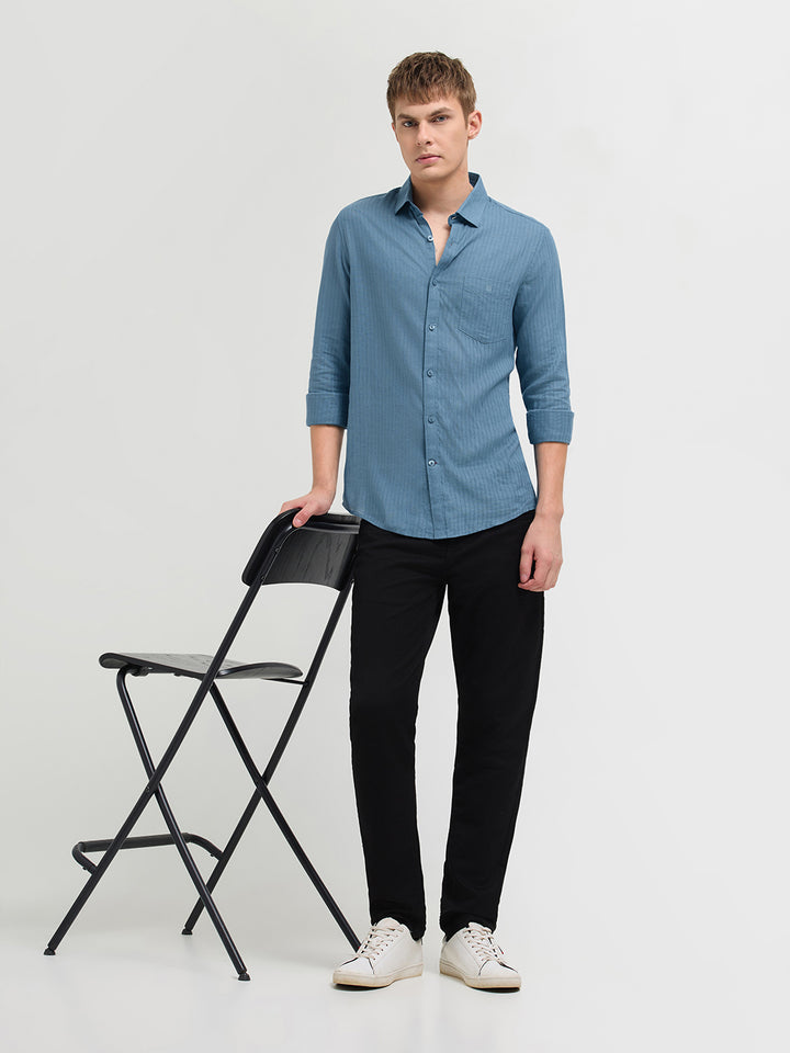 blue solid casual shirt