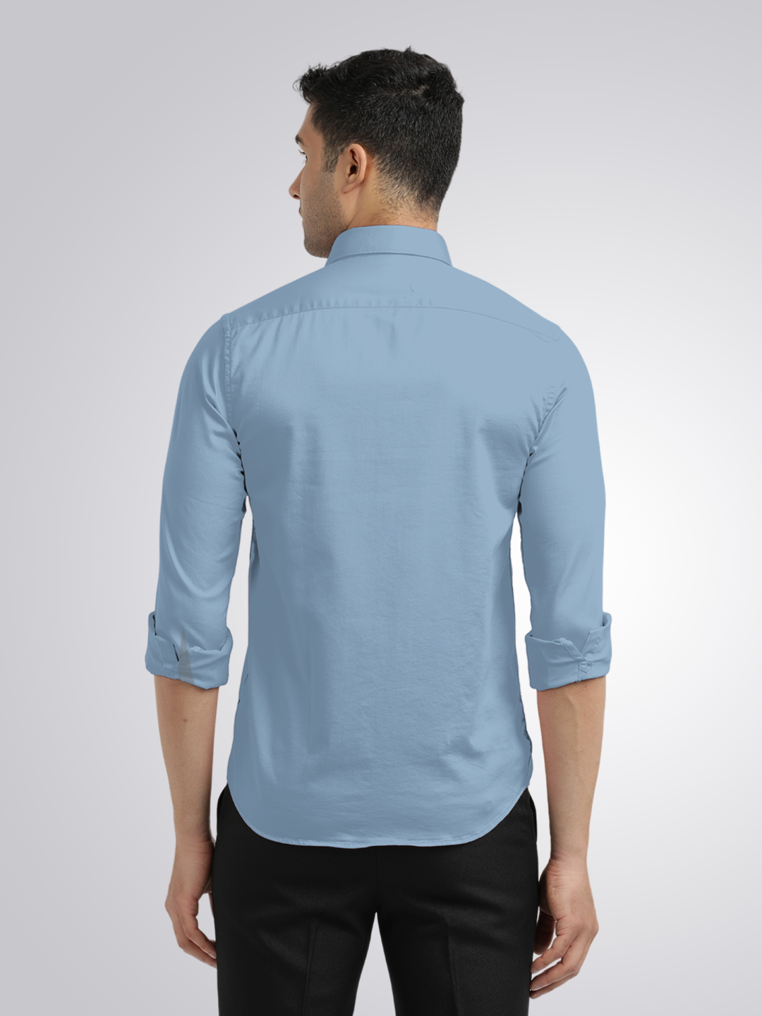 blue solid shirt