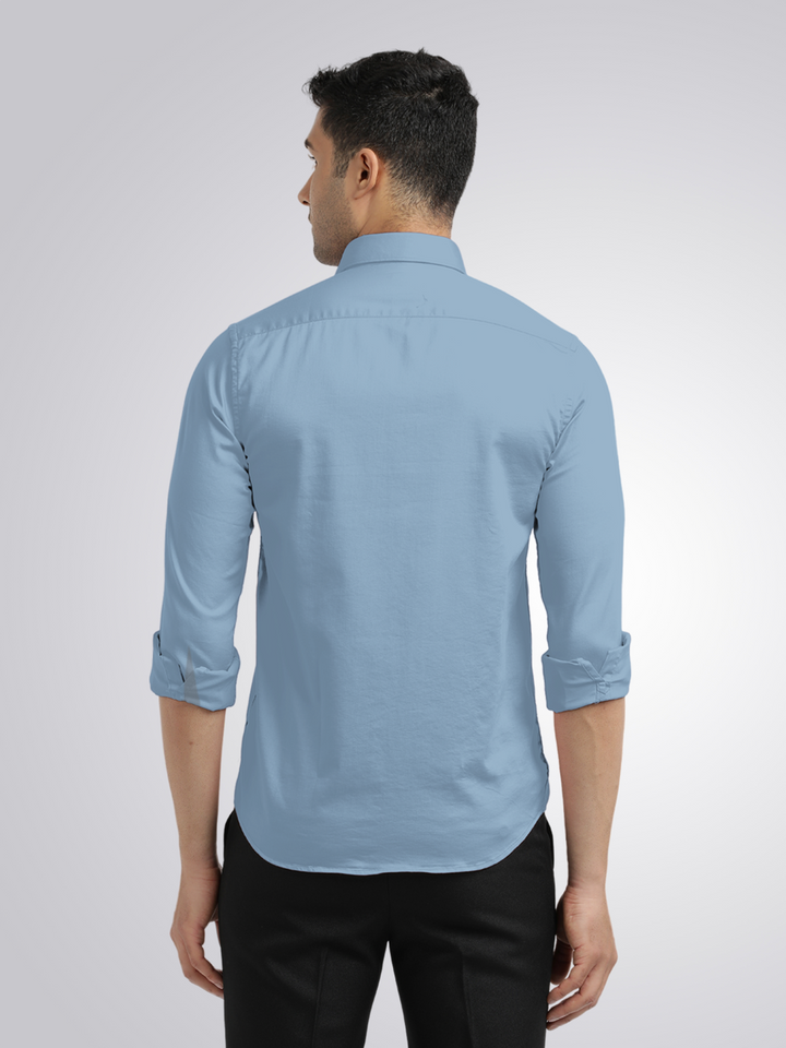 blue solid shirt