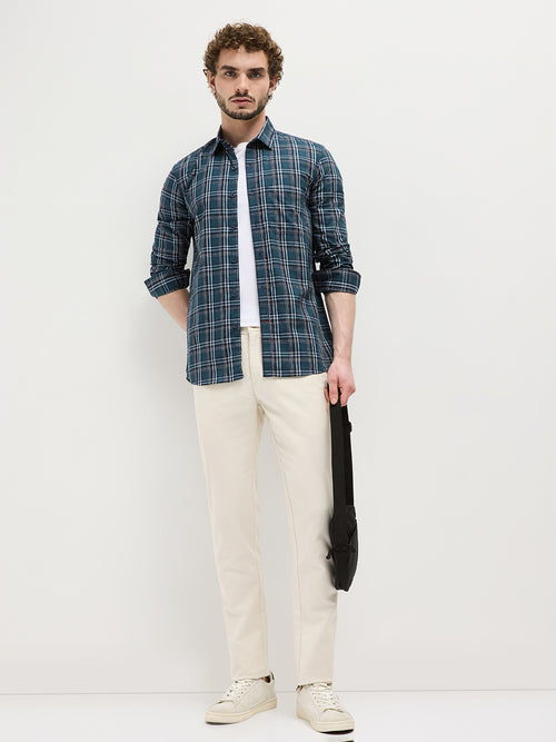Green Checked Casual Shirt