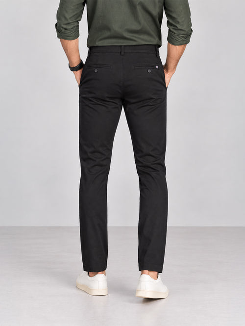 Dark Black Solid Casual Trousers