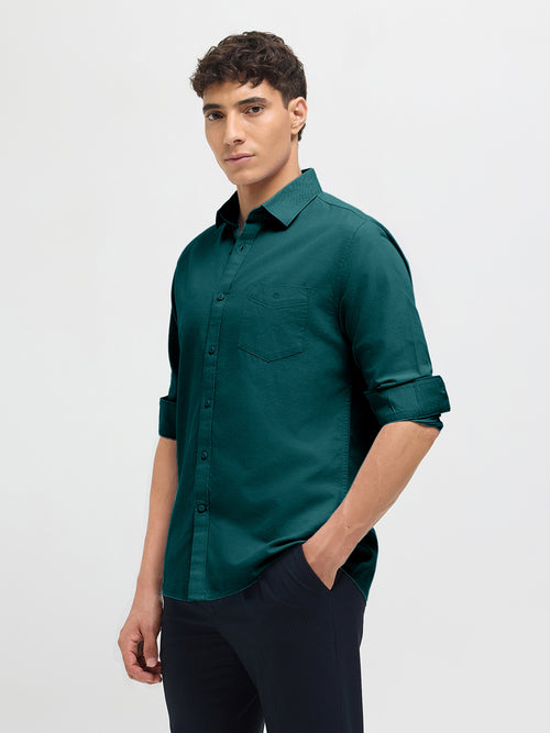Deep Sage Solid Casual Shirt