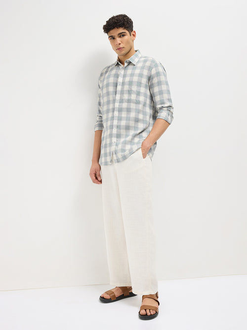 Pastel Blue Checked Casual Shirt