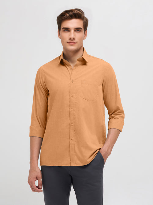 Peach Orange Solid Formal Shirt