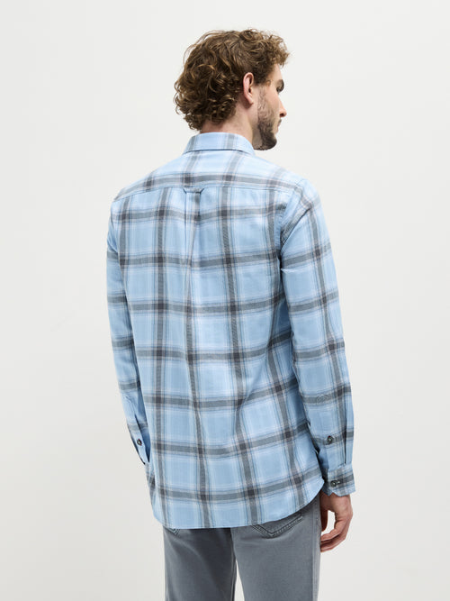 Sea Blue Checked Casual Shirt