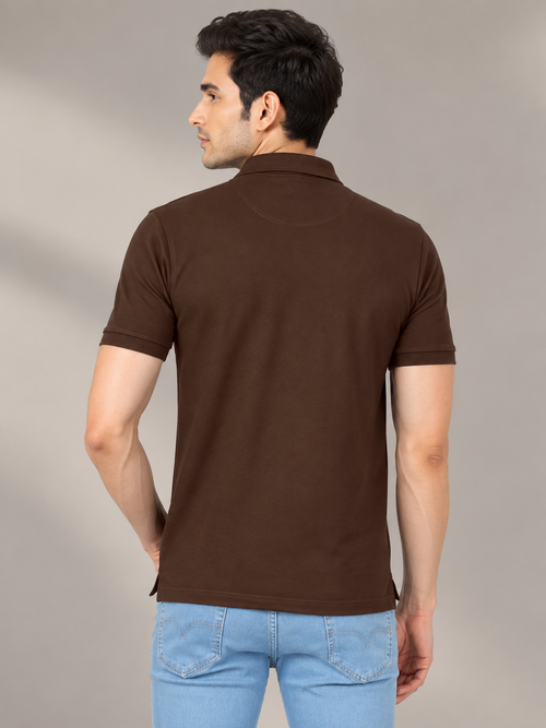 Dark Roasted Brown Plain Polo T Shirt