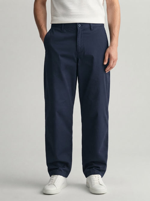 Navy Indigo Solid Casual Trousers