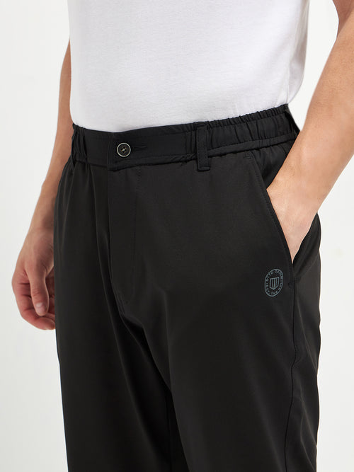 Black Stretchable Lycra Cotton Traveler Trouser