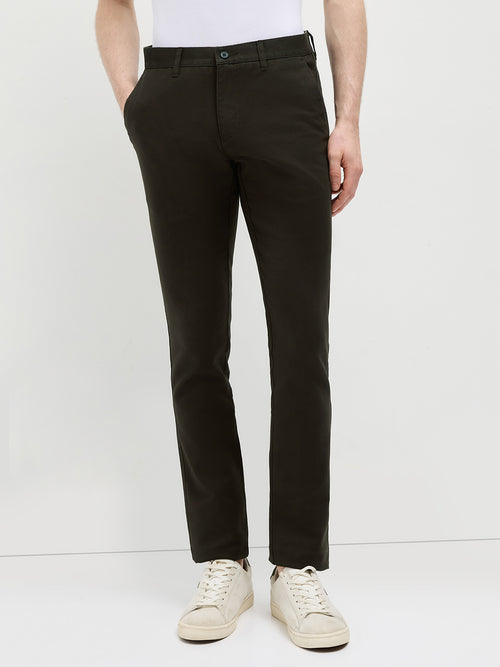 Coffee Solid Casual Trousers