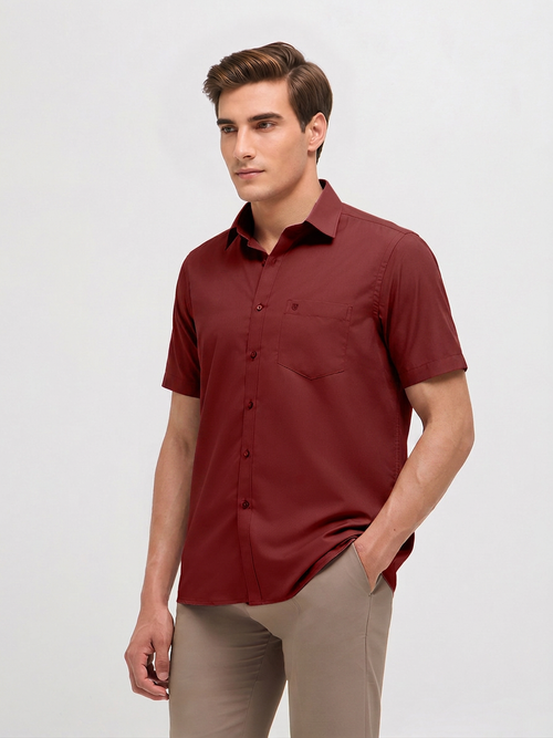 Brick Red Solid Formal Shirt