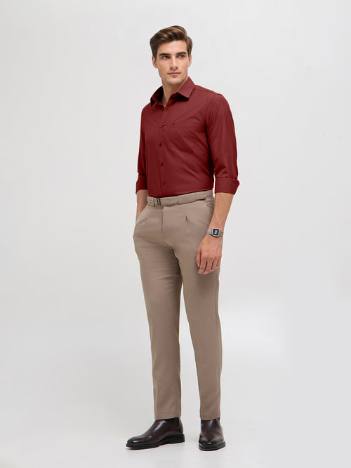 Brick Red Solid Formal Shirt