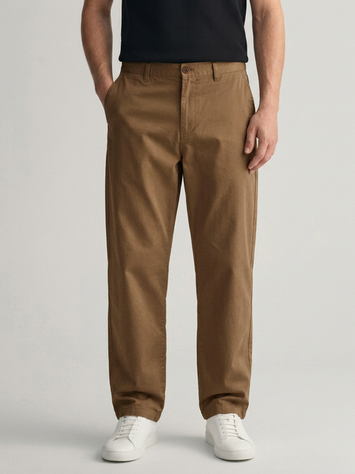Brick Burnt Solid Casual Trousers