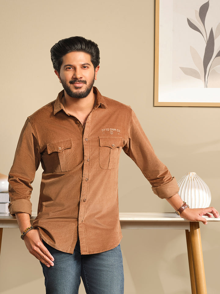 brown casual shirt