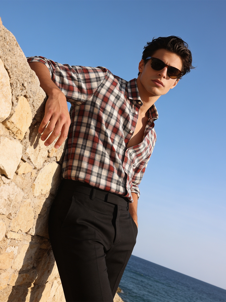 brown casual shirt