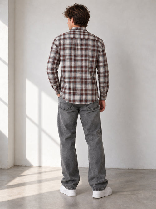 Beaver Brown Checkered Casual Shirt