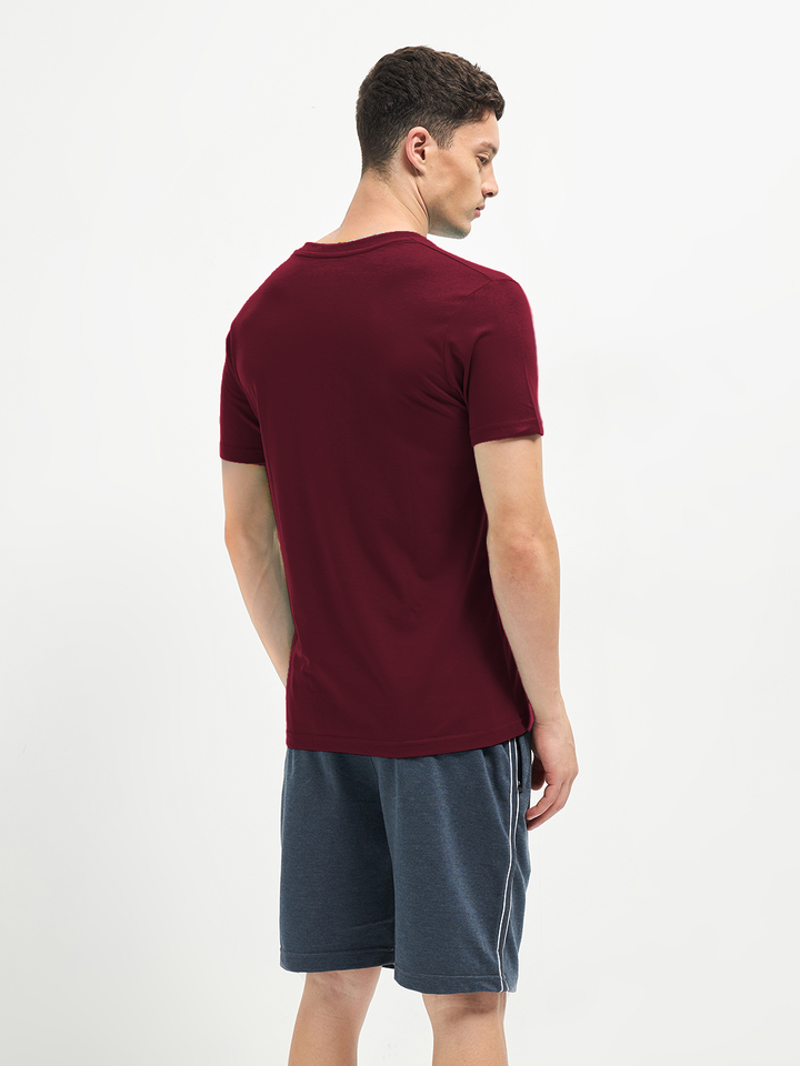 burgundy v neck t shirt