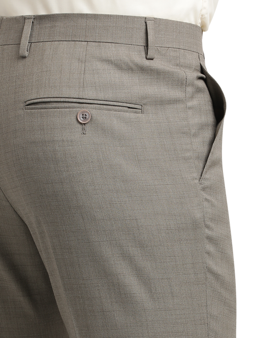 Khaki Melange Cotton Formal Trousers
