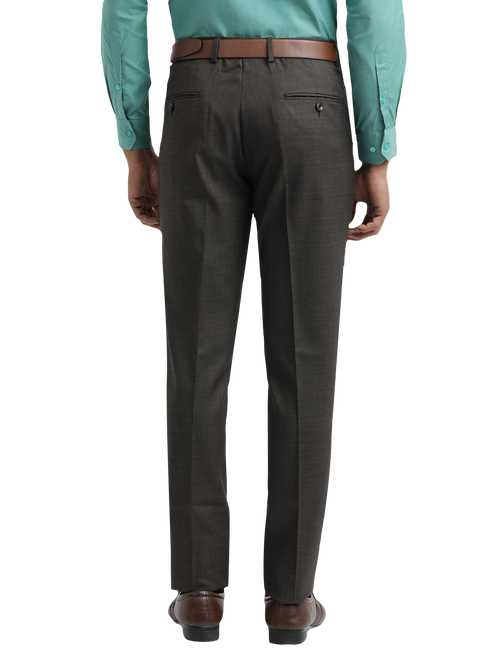 Coffee Melange Cotton Formal Trousers