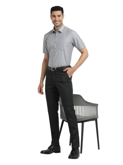 Black Micro Dobby Formal Trousers