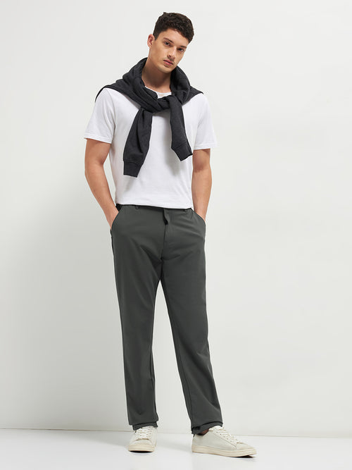 Dark Grey Stretchable Lycra Cotton Traveler Trouser