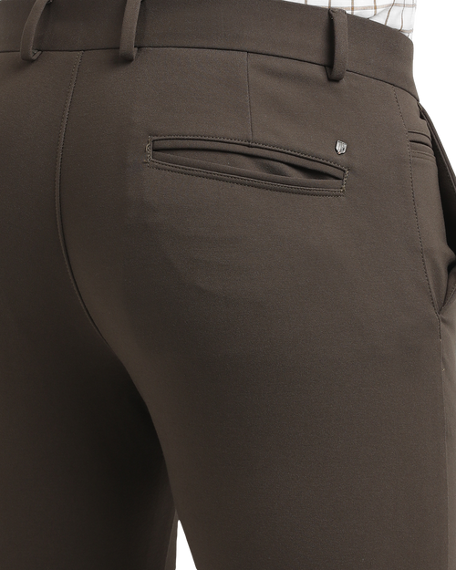 Navy Olive Lycra Cotton Stretchable Solid Trousers