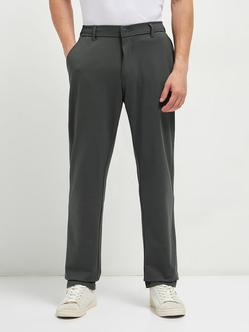 Dark Grey Stretchable Lycra Cotton Traveler Trouser