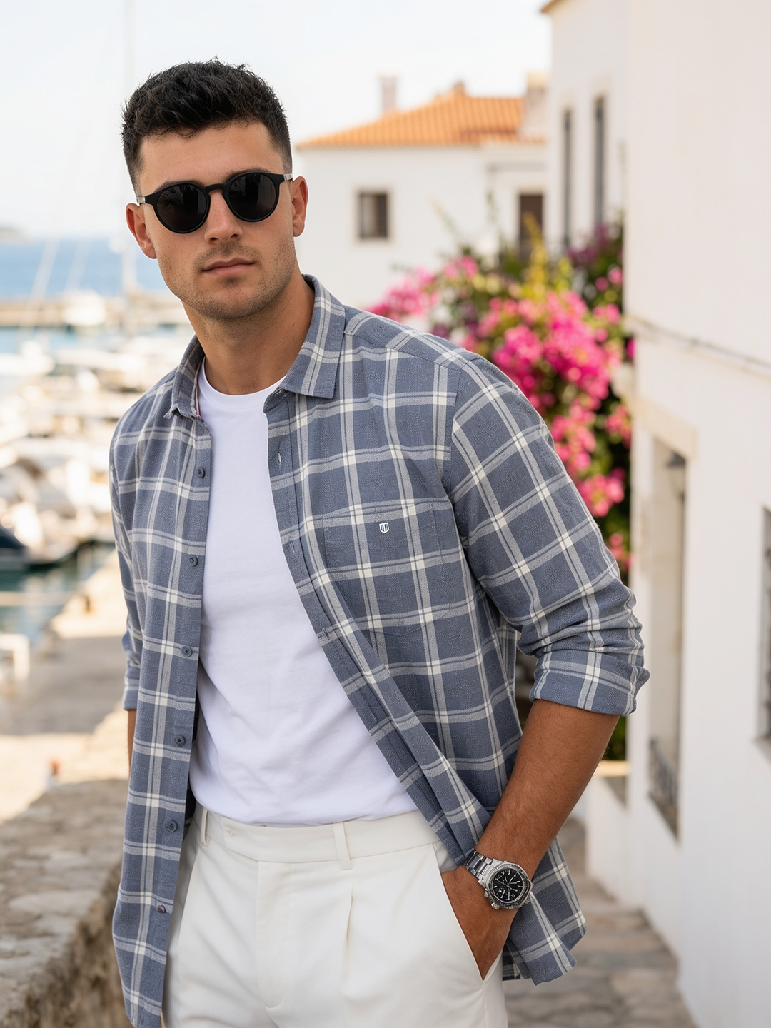 mens casual check shirts