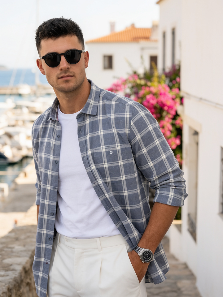 mens casual check shirts