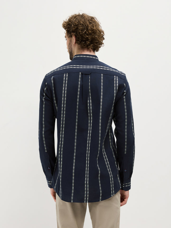 casual dark blue shirt