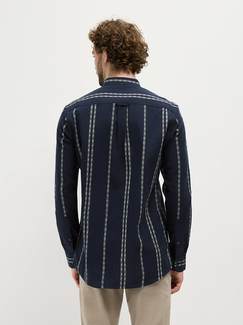 Dark Blue Stripes Casual Shirt