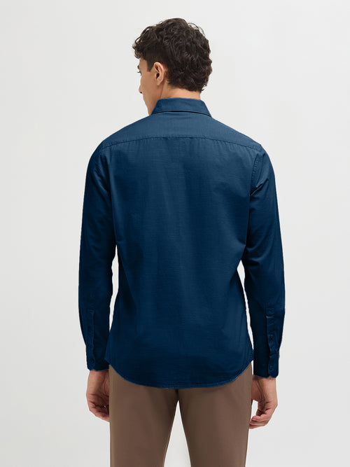 Rich Teal Solid Casual Shirt