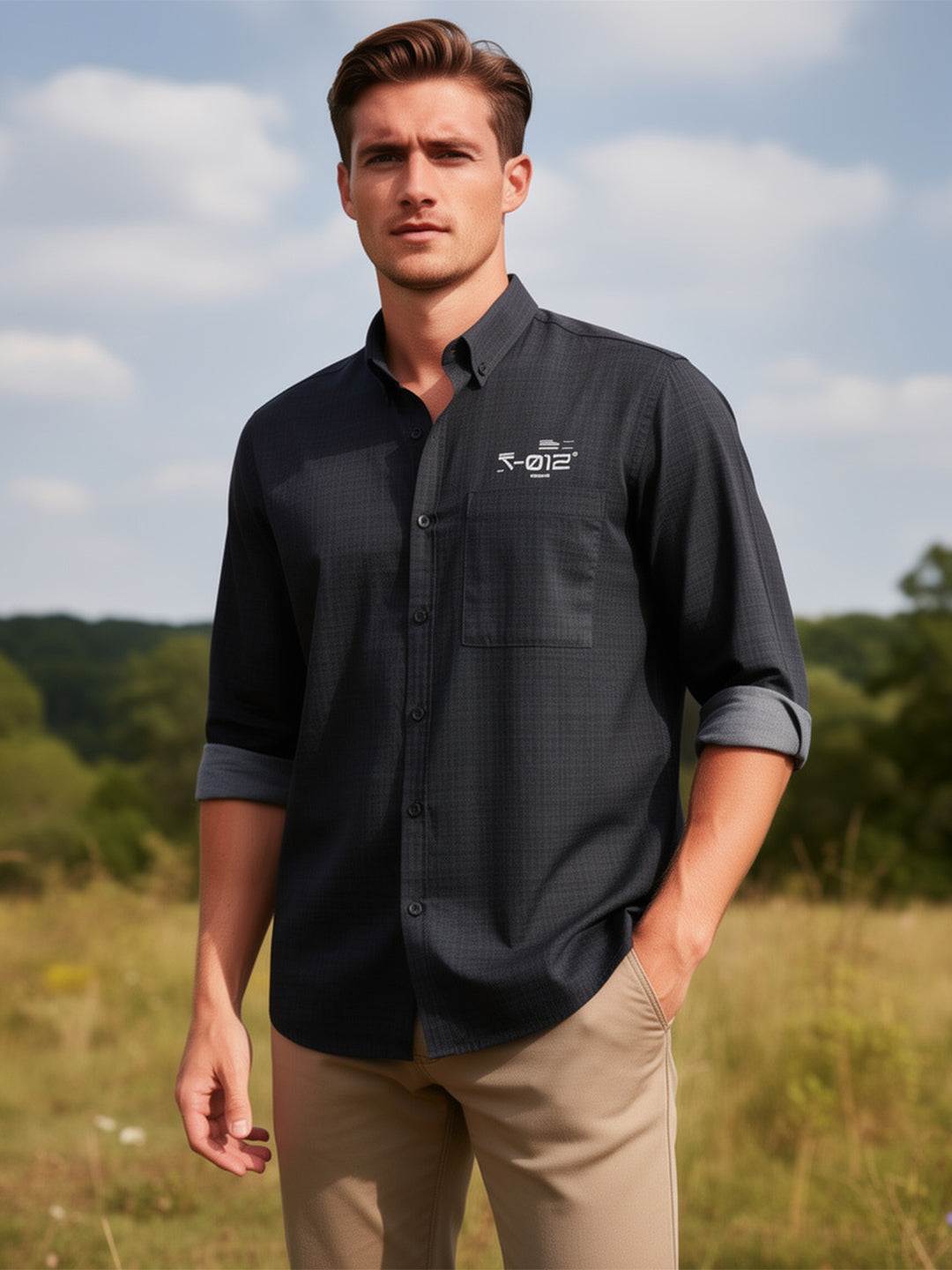 charcoal black shirt