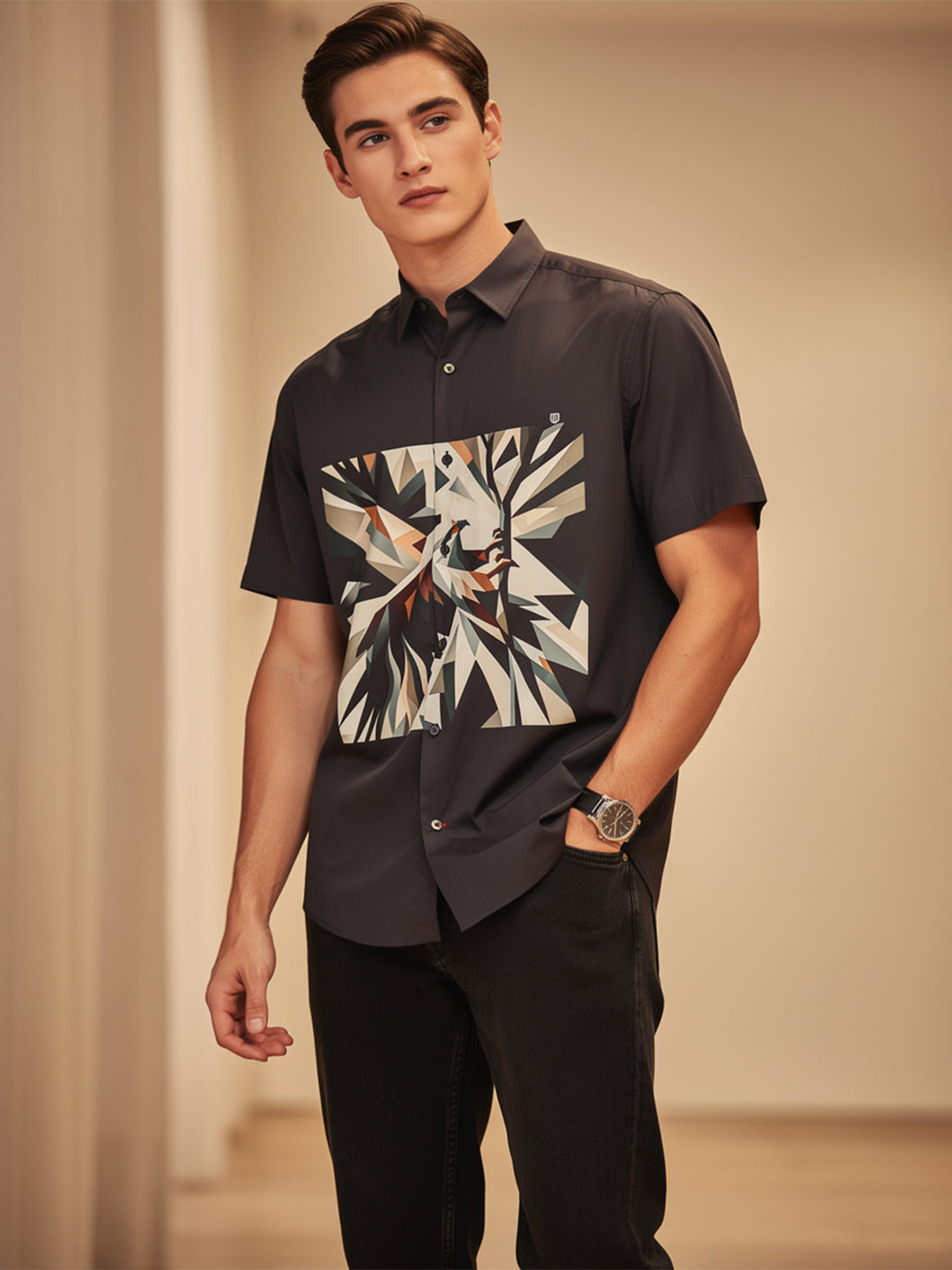 charcoal grey casual shirt
